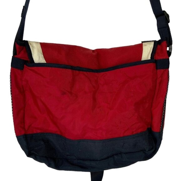 Vintage Tommy Hilfiger Messenger Book Bag Red Blue Spellout Patriotic - Picture 2 of 10